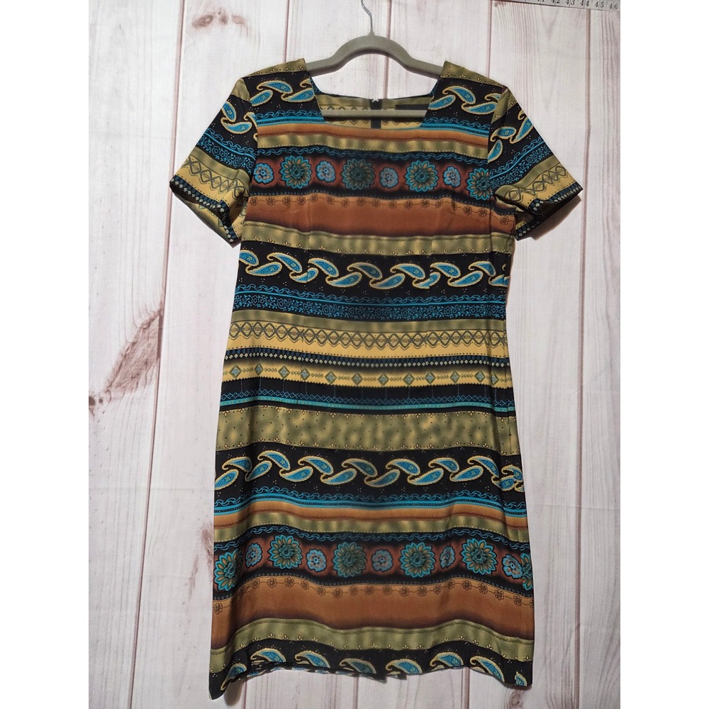 Sag Harbor Dress Petite 10P Bohemian Paisley Floral Sheath Dress‎ Vintage
